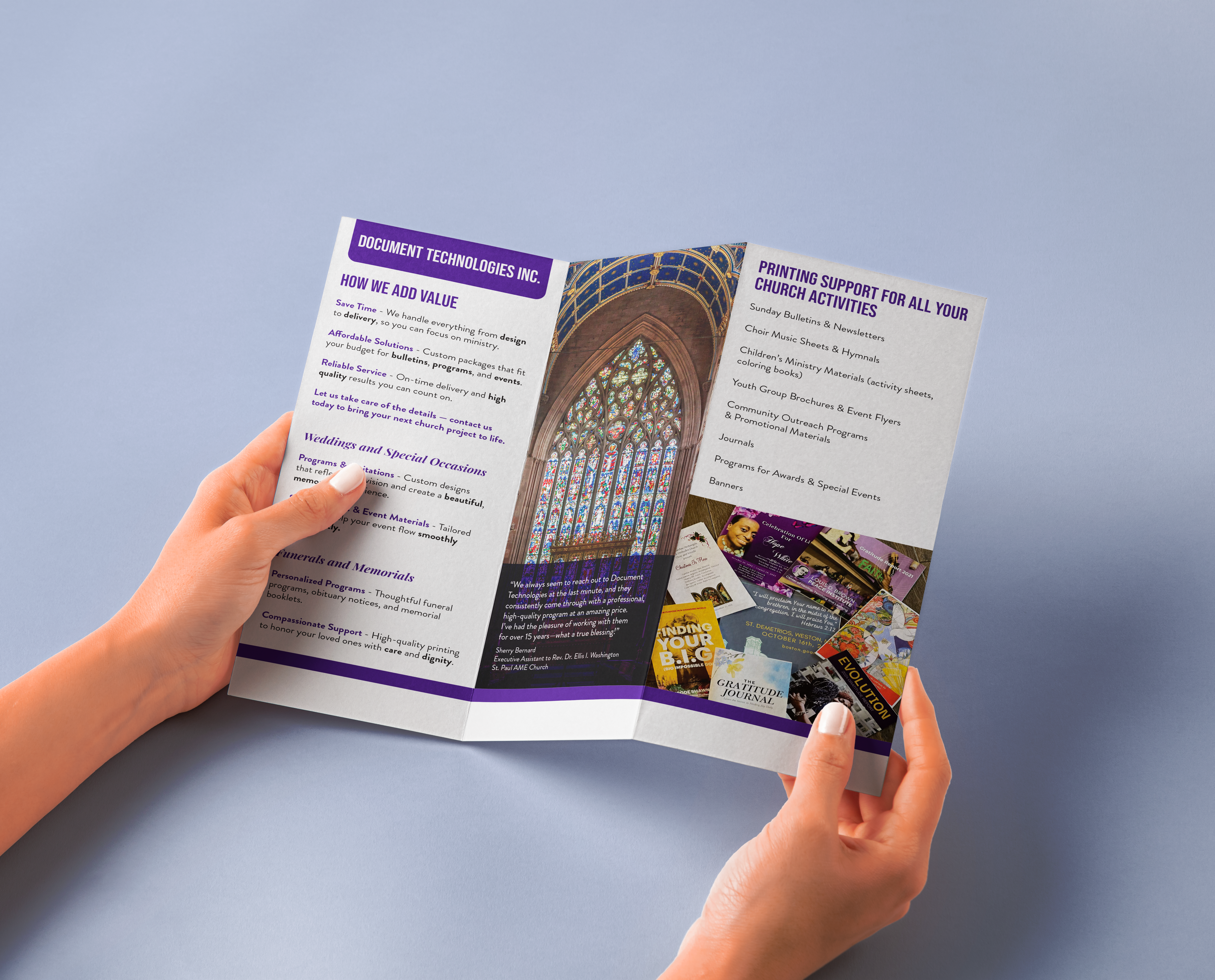 hands holding z fold brochure free psd mockup